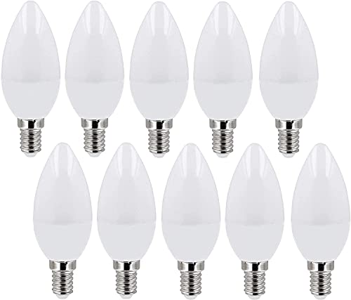 ADAKAT 10er Pack, LED Kerze 3W E14, kaltweiß 6000K, Flimmerfrei IC-Driver von ADAKAT