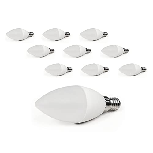 ADAKAT 10er Pack, LED Kerze 7W E14, Flimmerfrei IC-Driver, Dimmbar, kaltweiß 6500K von ADAKAT