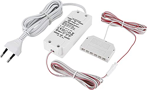 12V Mini-Amp, LED Trafo Netzteil 12W, Euro-Stecker, 6-fach-Verteiler, 3x 2m Kabel von ADAKAT