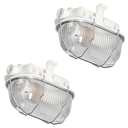 ADAKAT 2er Pack I Kellerlampe Bulkhead E27 IP54, Glasabdeckung, Metallgitter von ADAKAT