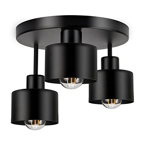 Aluminium Deckenleuchte E27, Loft-Design Black, 3-Fach von ADAKAT