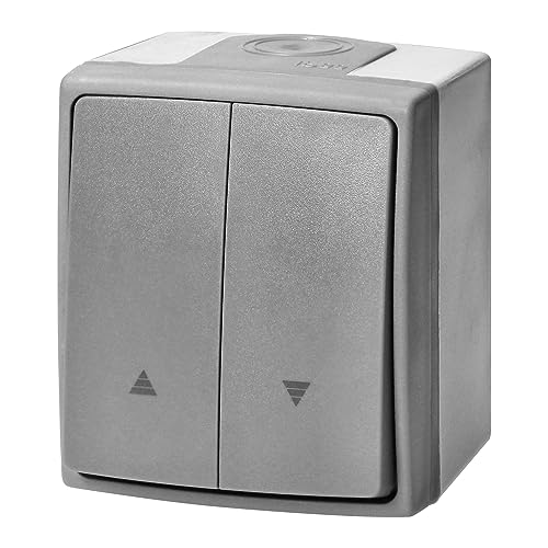 Aufputz Jalousietaster IP55, Steckklemme, Verriegelung, All-in-One, grau-graphit von ADAKAT