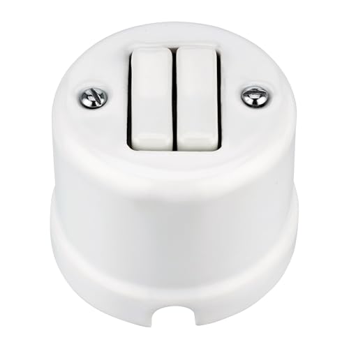 Aufputz Porzellan Retro Doppelschalter, Serienwechselschalter, All-in-One, Serie QR1 weiß Aufputz Porzellan Retro Doppelschalter, Serienwechselschalter, All-in-One, Serie QR1 weiß von ADAKAT