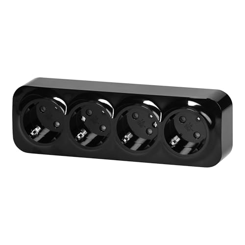 Aufputz Steckdose 4-Fach, Serie RT1 schwarz von ADAKAT