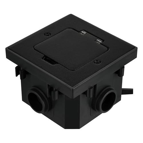 Edelstahl Einbausteckdose, Bodensteckdose IP44, Klappdeckel, Serie AP-1 schwarz von ADAKAT