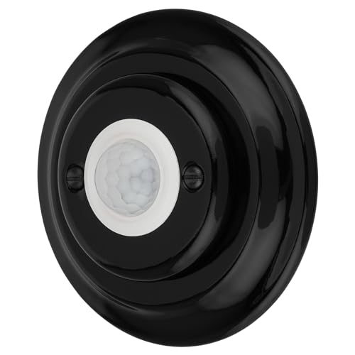 Unterputz Porzellan Retro LED Bewegungsmelder, All-in-One, Serie PR1 schwarz von ADAKAT