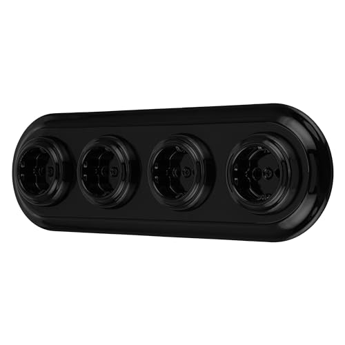 Unterputz Porzellan Retro Steckdose 4-fach, All-in-One, SET Serie PR1 schwarz von ADAKAT