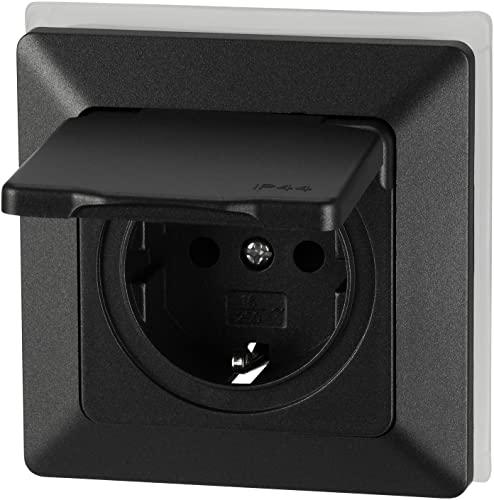 Unterputz Steckdose IP44, All-in-One, Serie C1 anthrazit von ADAKAT