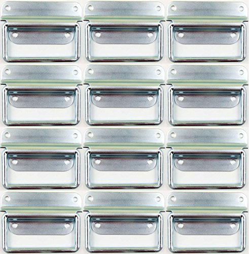 Adam Hall Hardware 3440 M12 AH - 12er Set Klappgriff / Kistengriff silber 4-Loch zweiteilig von ADAMHALLHARDWARE