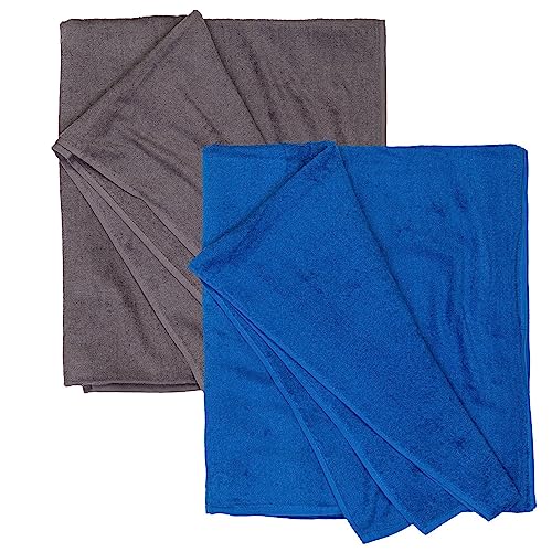 ADAMO Strandtuch 2er Set XXL 100% Baumwolle - 155x220cm + 155x220cm Grau: 710 + Royalblau: 340 - XXL Saunahandtuch - Badetuch in Übergröße - Duschhandtuch, Badehandtuch & Saunatuch von ADAMO