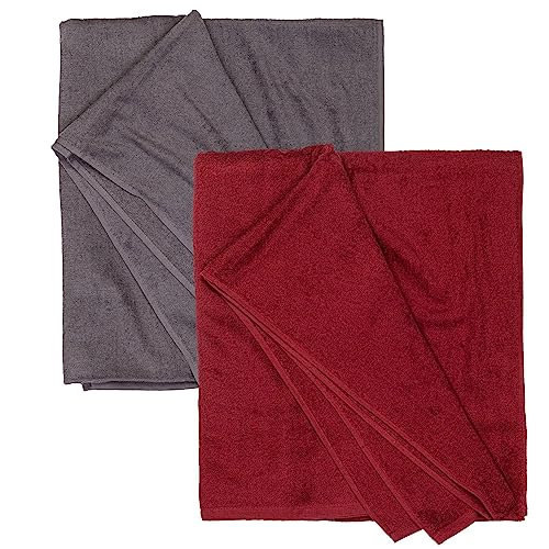 ADAMO Strandtuch 2er Set XXL 100% Baumwolle - 155x220cm + 155x220cm Grau: 710 + Weinrot: 590 - XXL Saunahandtuch - Badetuch in Übergröße - Duschhandtuch, Badehandtuch & Saunatuch von ADAMO