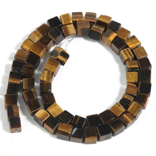 4 6 8 mm natürlicher quadratischer Steinwürfel, Tigerauge, Amazonit, Opal, Labradorit, lose Perlen für die Schmuckherstellung, DIY-Charm-Armbänder, 38,1 cm von ADAOQIN