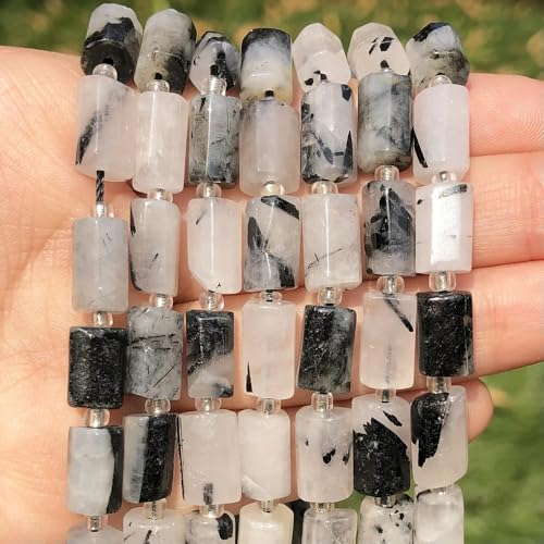 ADAOQIN 8–11 mm natürliche Smaragd-Zylinderform-Steinperlen, Citrin, Mondstein, Quarz, Lange Säulen-Abstandshalterperlen für Schmuck von ADAOQIN