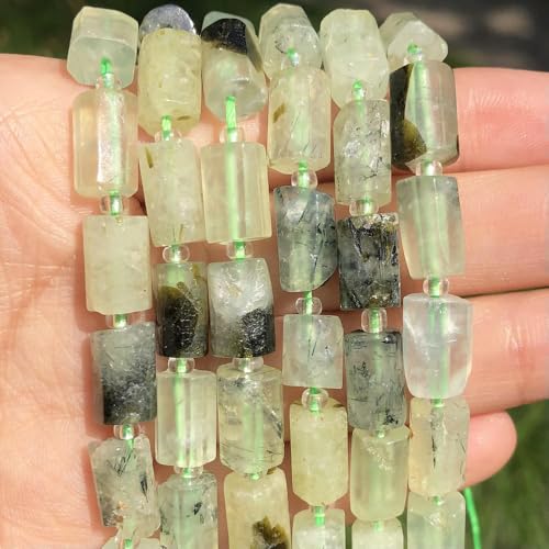 ADAOQIN 8–11 mm natürliche Smaragd-Zylinderform-Steinperlen, Citrin, Mondstein, Quarz, Lange Säulen-Abstandshalterperlen für Schmuck von ADAOQIN