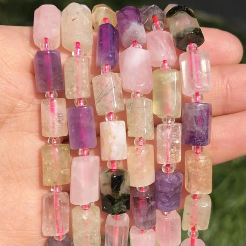 ADAOQIN 8–11 mm natürliche Smaragd-Zylinderform-Steinperlen, Citrin, Mondstein, Quarz, Lange Säulen-Abstandshalterperlen für Schmuck von ADAOQIN