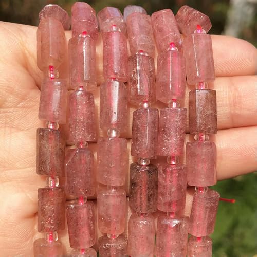 ADAOQIN 8–11 mm natürliche Smaragd-Zylinderform-Steinperlen, Citrin, Mondstein, Quarz, Lange Säulen-Abstandshalterperlen für Schmuck von ADAOQIN