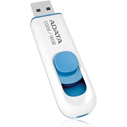 ADATA 16GB USB-Stick C008 Slider USB 2.0 weiss blau ADATA 16GB USB-Stick C008 Slider USB 2.0 weiss blau von ADATA
