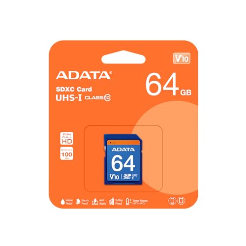 ADATA ASDX64GUICL10-R Class 1/10 SDXC Premier 64GB Flash-Speicherkarte (UHS-I) von ADATA