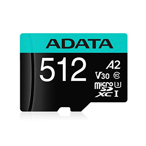 ADATA Premier Pro 512GB microSDXC/SDHC UHS-I U3 Class 10(V30S) Speicherkarte, schwarz von ADATA