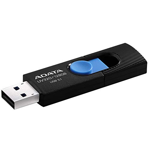 ADATA UV320 USB-Stick 128 GB USB Typ-A 3.1 (3.1 Gen 1) Schwarz, Blau - USB-Sticks (128 GB, USB Typ-A, 3.1 (3.1 Gen 1), Dia, 7,9 g, Schwarz, Blau) von ADATA