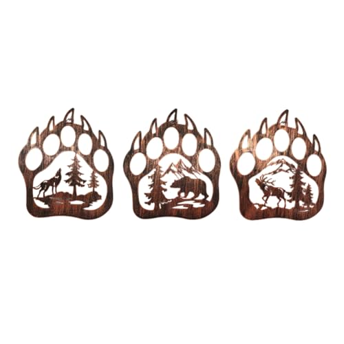 HUBLEVEL 3PCS Bear Wall Decor Indoor Decoration Supplies Metal Bear Decor with Forest Mountain Pine Rustic Cabin Hunting Bear Decorations von ADATA