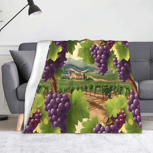 ADAhgu Weinherstellung Weinkellerei Weinkellerei Traubenfelddruck Weihnachtsdecke Geschenk 127 x 152,4 cm pillingresistente Überwurfdecke für Sofa Bett von ADAhgu