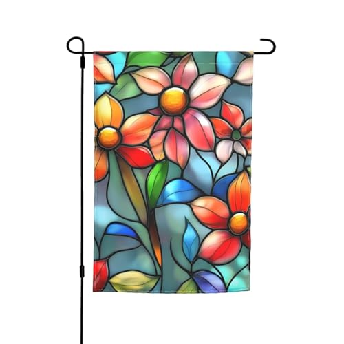 Blumen-Glasmalerei-Druck, 30,5 x 45,7 cm, Veranda, Ganzjahresflaggen, Hofdekoration, Terrassen-Flagge, Innenhof-Dekoration Blumen-Glasmalerei-Druck, 30,5 x 45,7 cm, Veranda, Ganzjahresflaggen, Hofdekoration, Terrassen-Flagge, Innenhof-Dekoration von ADAhgu