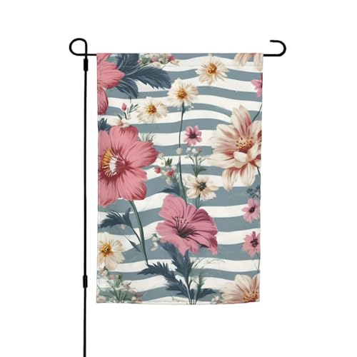 Blumen-Streifen-Druck, 30,5 x 45,7 cm, Veranda, Ganzjahresflaggen, Hofdekoration, Terrassen-Flagge, Innenhof-Dekoration Blumen-Streifen-Druck, 30,5 x 45,7 cm, Veranda, Ganzjahresflaggen, Hofdekoration, Terrassen-Flagge, Innenhof-Dekoration von ADAhgu