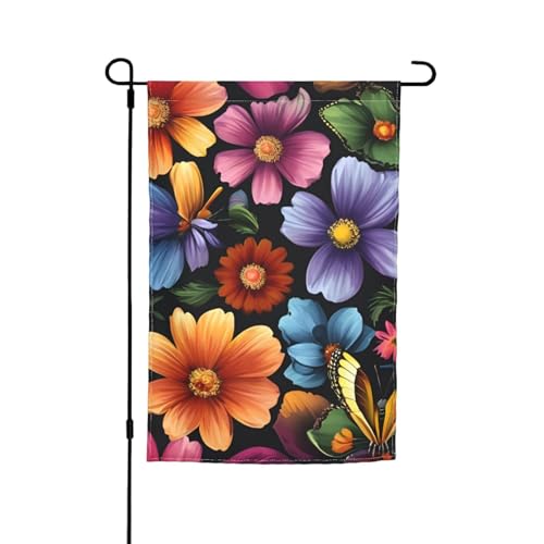 Bunte Blumen-Schmetterlings-Druck, 30,5 x 45,7 cm, Veranda, Ganzjahresflaggen, Hofdekoration, Terrassen-Flagge, Innenhof-Dekoration Bunte Blumen-Schmetterlings-Druck, 30,5 x 45,7 cm, Veranda, Ganzjahresflaggen, Hofdekoration, Terrassen-Flagge, Innenhof-Dekoration von ADAhgu