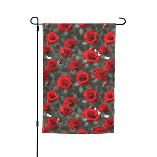 Rote Rose Druck 30,5 x 45,7 cm Veranda-Flaggen Ganzjahresflaggen Hofdekoration Terrasse Flagge Innenhof Dekor von ADAhgu