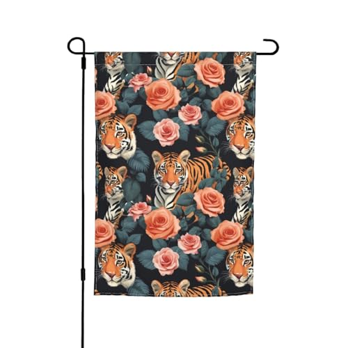 Tiger Leopard Print Rose Print 30,5 x 45,7 cm Veranda Ganzjahres Outdoor Flaggen Hofdekoration Terrasse Flagge Innenhof Dekor von ADAhgu