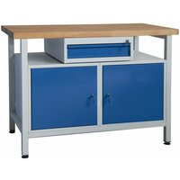 ADB - Werkbank Premium,1 Schublade + 2 Türen, 1200x600x840mm (BxTxH) von ADB