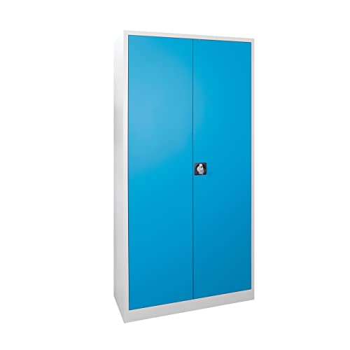 ADB Flügeltürenschrank 92x42x195 cm, Werkstattschrank, Materialschrank, Büroschrank, Metallschrank, Hochschrank, Schrank grau-blau von ADB Betriebseinrichtungen GmbH