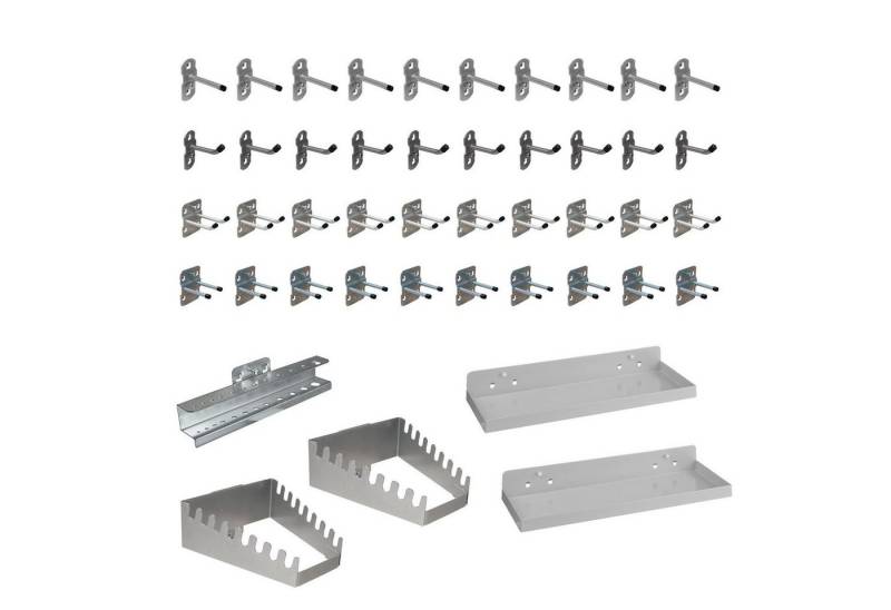 ADB Lochwand ADB Werkzeughalter für Lochwand Haken-Set 45-teilig Weißaluminium von ADB