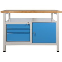 Werkbank Werktisch 1200x600x840 mm mit 1 Tür + 3 Schubladen Arbeitstisch - ADB von ADB