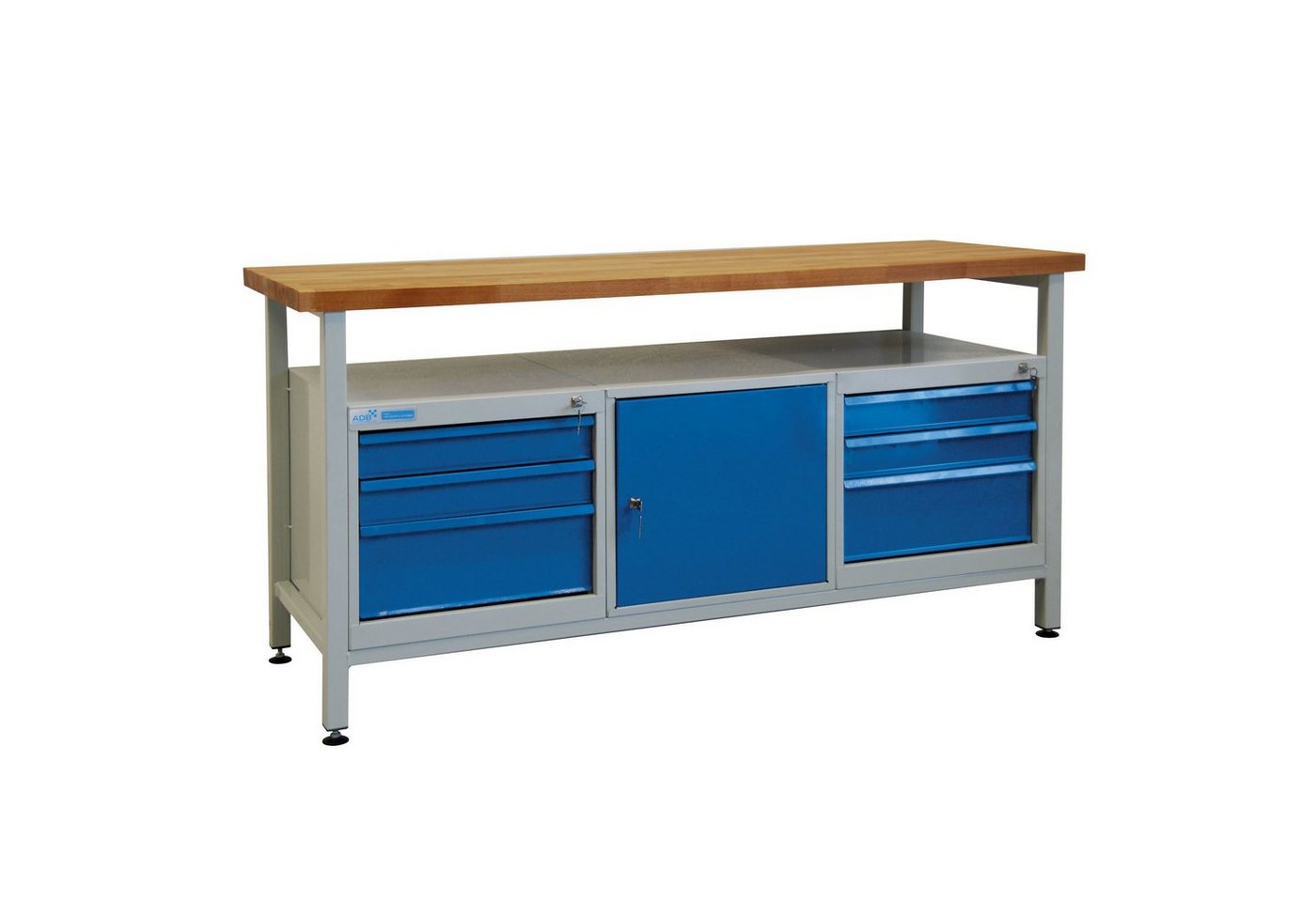 ADB Werkbank ADB Werkbank Arbeitstisch Werktisch mit 6 Schubladen und 1 Tür 1700x600x840mm von ADB