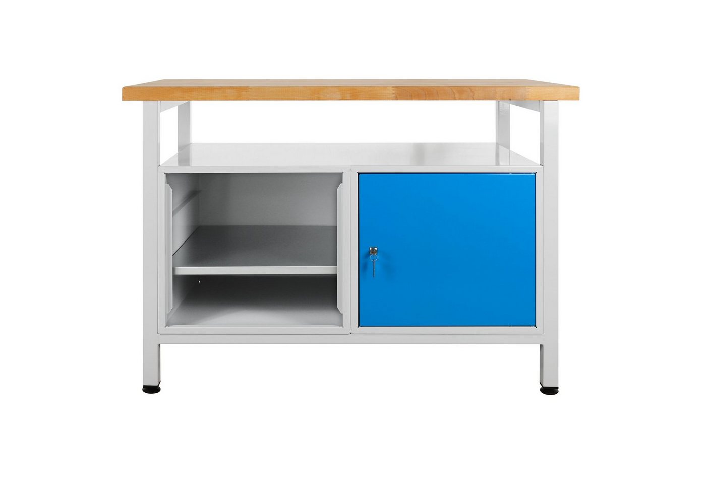 ADB Werkbank ADB Werkbank Werktisch mit 1 Tür und 1 Regalteil 1200x600x840 mm Grau von ADB