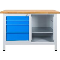 Werkbank Werktisch Premium mit 4 Schubladen, b 1200 x t 600 x h 840 mm - ADB von ADB