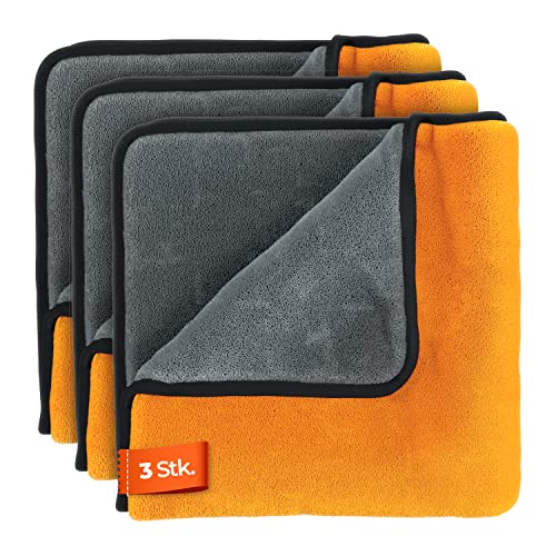 ADBL Puffy Towel Poliertuch 840GSM (3 STK.) - Ideal zum auspolieren von Wachsen - fusselfreies Premium Mikrofasertuch für die Auto & Motorrad Pflege - Autopflege Tuch | 41x41cm von ADBL