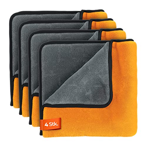 ADBL Puffy Towel Poliertuch 840GSM (4 STK.) - Ideal zum auspolieren von Wachsen - fusselfreies Premium Mikrofasertuch für die Auto & Motorrad Pflege - Autopflege Tuch | 41x41cm von ADBL