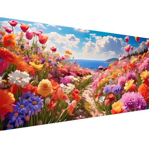 Diamond Painting Erwachsene, 5D Diamond Painting Groß XXL Landschaft Blume 100x40cm, DIY Diamant Painting Bilder Kreuzstich Crystal Arts Craft Malerei Kits, Diamond Painting Set für Home Wanddeko i-7 von ADCCAT