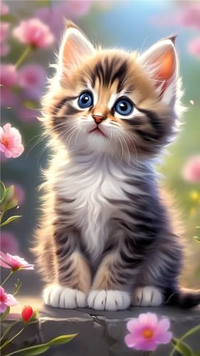 Diamond Painting Erwachsene/Kinder, Niedliche Katze DIY Malen Nach Zahlen Erwachsene, 5D Basteln Erwachsene Diamant Painting Bilder, Diamond Painting Kinder Malerei Sticker Home Wanddeko(30x55cm)-Q103 von ADCCAT