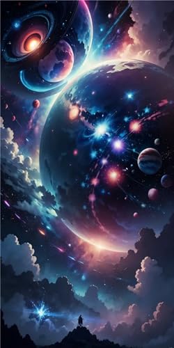 Diamond Painting Universum Planet Diamant Painting Bilder DIY Basteln Erwachsene Malen Nach Zahlen Diamond Painting Groß Diamant Kunst Malerei Stickerei Set Bilder für Deko Wohnzimmer(50x100cm)-E22 von ADCCAT