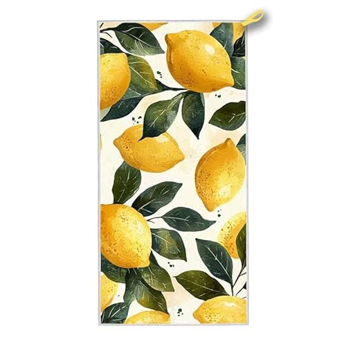Mikrofaser Strandtuch, 160x80 cm Strandtuch XXL Zitrone, Microfaser Strandhandtücher mit Tasche, Schnell Trocknende und Leichte Stranddecke Sandfrei, für Strand Schwimmen, Geschenke für Frauen R-85 von ADCCAT