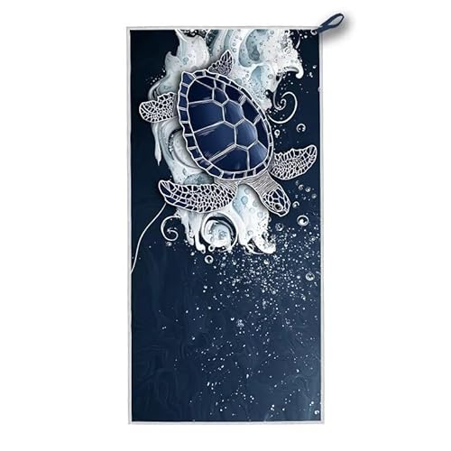 Strandtuch XXL, 140 x 70 cm Mikrofaser Handtuch mit Tasche, Schnell Trocknend, Leicht, Sandfrei Strandtuch, Mikrofaser Strandhandtuch Groß für Strand Reise Urlaub Schwimmen (Meeresschildkröten) D-80 von ADCCAT
