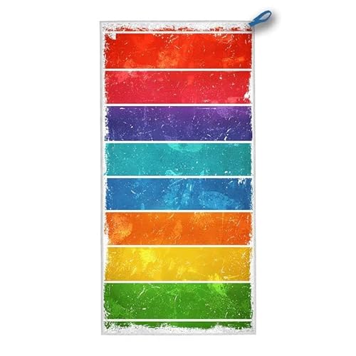 Strandtuch XXL, 140 x 70 cm Mikrofaser Handtuch mit Tasche, Schnell Trocknend, Leicht, Sandfrei Strandtuch, Mikrofaser Strandhandtuch Groß für Strand Reise Urlaub Schwimmen Camping, (Regenbogen) S-58 von ADCCAT