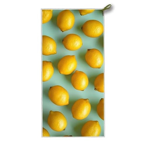 Strandtuch XXL, 140 x 70 cm Mikrofaser Handtuch mit Tasche, Schnell Trocknend, Leicht, Sandfrei Strandtuch, Mikrofaser Strandhandtuch Groß für Strand Reise Urlaub Schwimmen Camping, (Zitrone) Y-80 von ADCCAT
