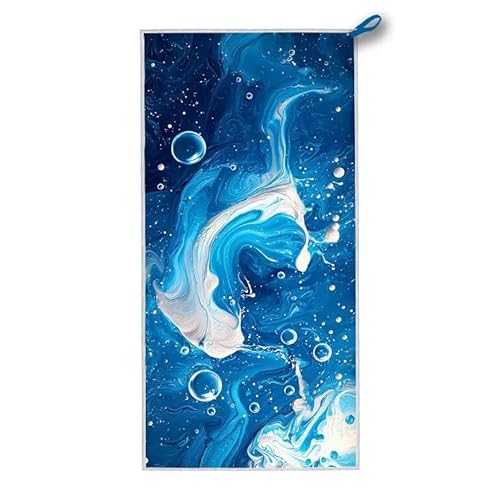 Strandtuch XXL, 140 x 70 cm Mikrofaser Handtuch mit Tasche, Schnell Trocknend, Leicht, Sandfrei Strandtuch, Mikrofaser Strandhandtuch Groß für Strand Reise Urlaub Schwimmen Camping Sport, (Blau) A-34 von ADCCAT