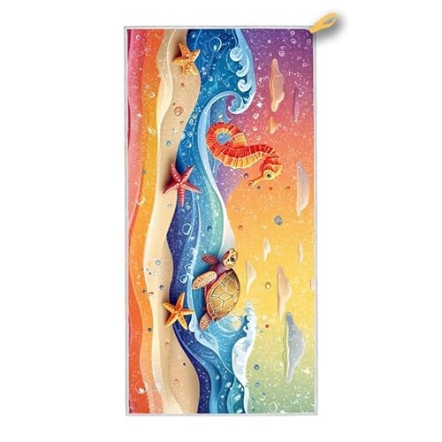 Strandtuch XXL, 140 x 70 cm Mikrofaser Handtuch mit Tasche, Schnell Trocknend, Leicht, Sandfrei Strandtuch, Mikrofaser Strandhandtuch Groß für Strand Reise Urlaub Schwimmen Camping Sport, (Farbe) A-76 von ADCCAT