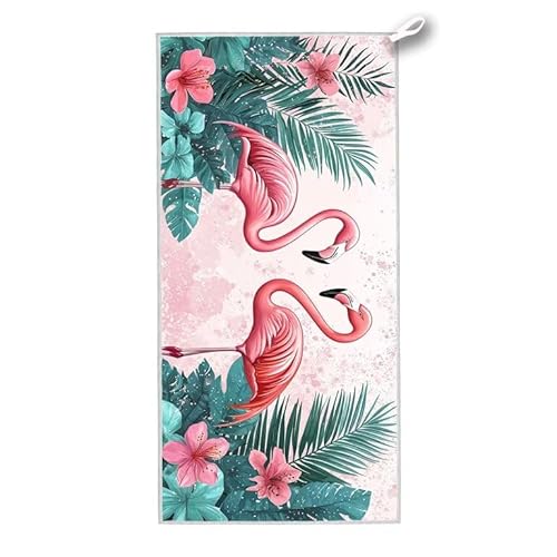 Strandtuch XXL, 140 x 70 cm Mikrofaser Handtuch mit Tasche, Schnell Trocknend, Leicht, Sandfrei Strandtuch, Mikrofaser Strandhandtuch Groß für Strand Reise Urlaub Schwimmen Camping Sport, (Rosa) A-98 von ADCCAT